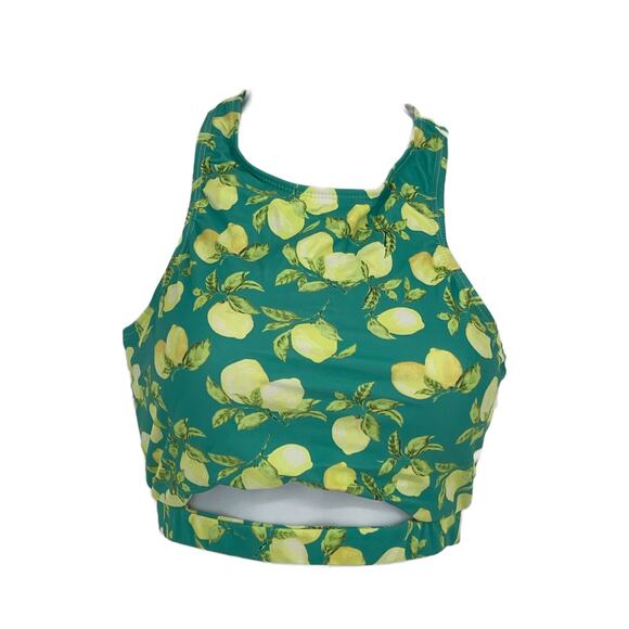 Tankini Cut Out Top with Lemon Print in Green and Yellow Size Medium - Picture 3 of 5